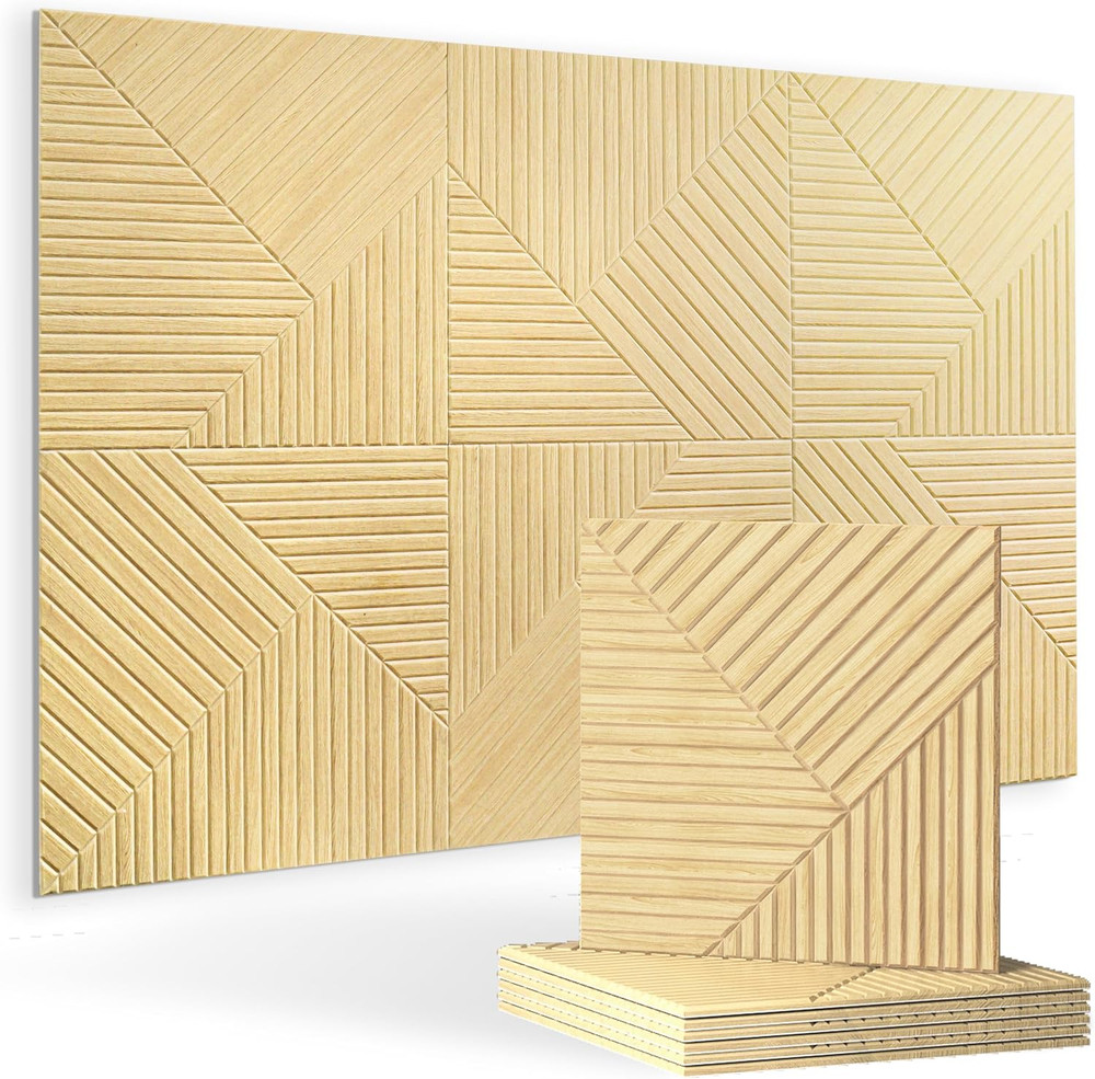 6 Pack Acoustical Wall Panels, UV Wood Texture Art for Home & Office Decor