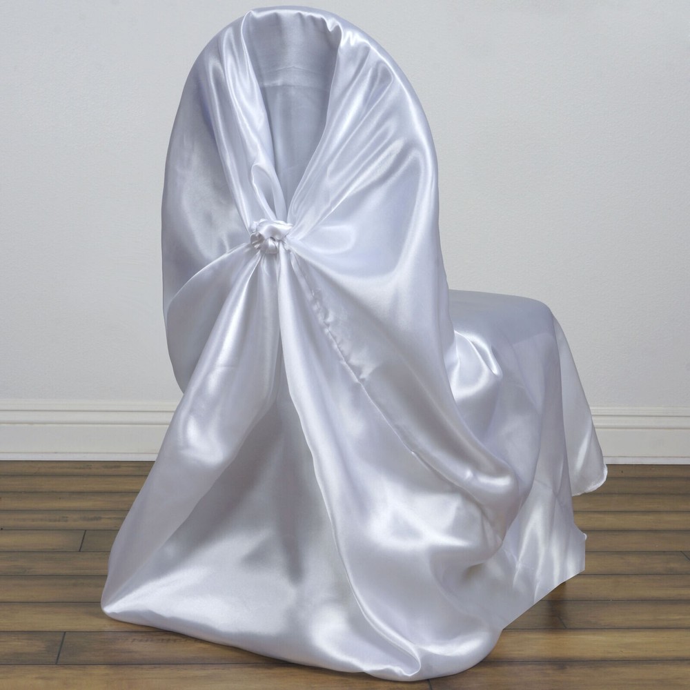 9 White SATIN UNIVERSAL CHAIR COVER FABRIC Wedding Reception Slipcover / yardage