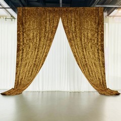 GOLD 5 ft Premium Velvet Backdrop Curtain Party Wedding Event Booth Decorations