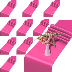 Rose Red Table Runner, 10 Pack Satin Table Runner 12 x 108 Inch Long Silk