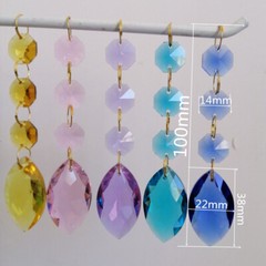 10Pcs Horse Eye Crystal Lamp Prism Pendant Gold rings Chandelier Hang Suncatcher
