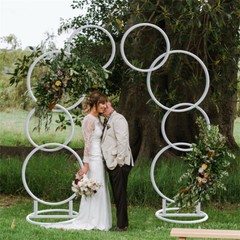Set of 2 Oversized Round Wedding Arch Backdrop Metal Hoop Floral Stand Party Dec