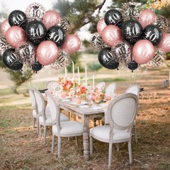 Black Rose Gold Happy 40th Birthday Balloons, 15 Pieces 40th Birthday Decorat…