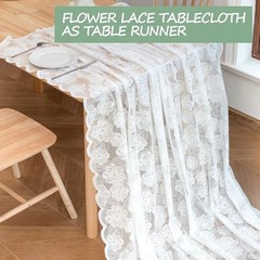 White Lace Tablecloth 54 X 54 Inches Square 54″ x 54″ (Square) Camellia White