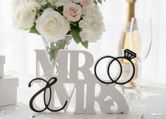 MR & MRS Wedding Table Sign with Rings, Valentine’s Day Gift