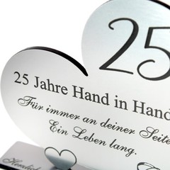 Silver Wedding Gift 25 Years Marriage Anniversary Silver Wedding Decoration Heart 10cm