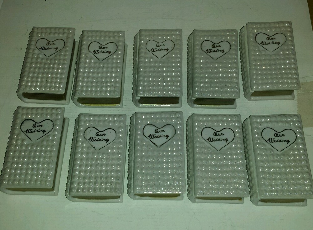 LOT OF 10 OUR WEDDING CERAMIC BOOK KEEPSAKES FOR WEDDING BEAUTIFUL