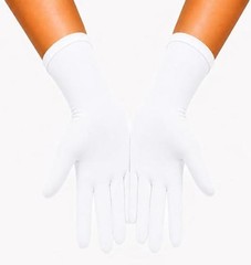 Men’s and Women’s Wrist Length Stretchy Spandex Gloves Costume Banquet White