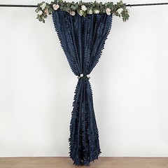 8 ft x 8 ft NAVY BLUE Leaf Petal Taffeta Backdrop Drape CURTAIN Panel Party