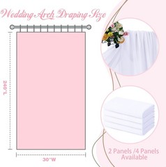 2 Panels Wedding Arch Draping Fabric 30″ x 20Ft 30″W x 240″L (Pack of 2) White