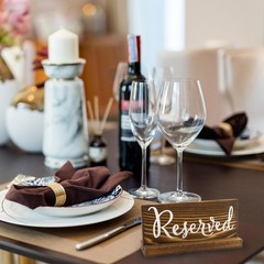 Wooden Reserved Signs for Tables 6-Pack, Brown; Rustic Real Table Signs with …