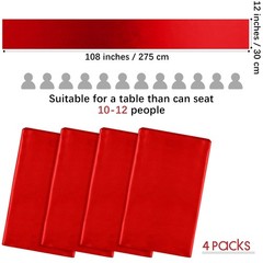 ANECO 4 Pack Satin Table Runner 12 x 108Inch Long Bright Silk and Smooth Fabr…