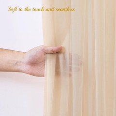 10×10ft Champagne Tulle Backdrop Curtain with Lights String for Parites, Sh