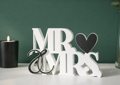 MR & MRS Wedding Table Sign with Rings, Valentine’s Day Gift