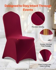VEVOR 50PCS Burgundy Stretch Spandex Folding Chair Covers for Wedding Party