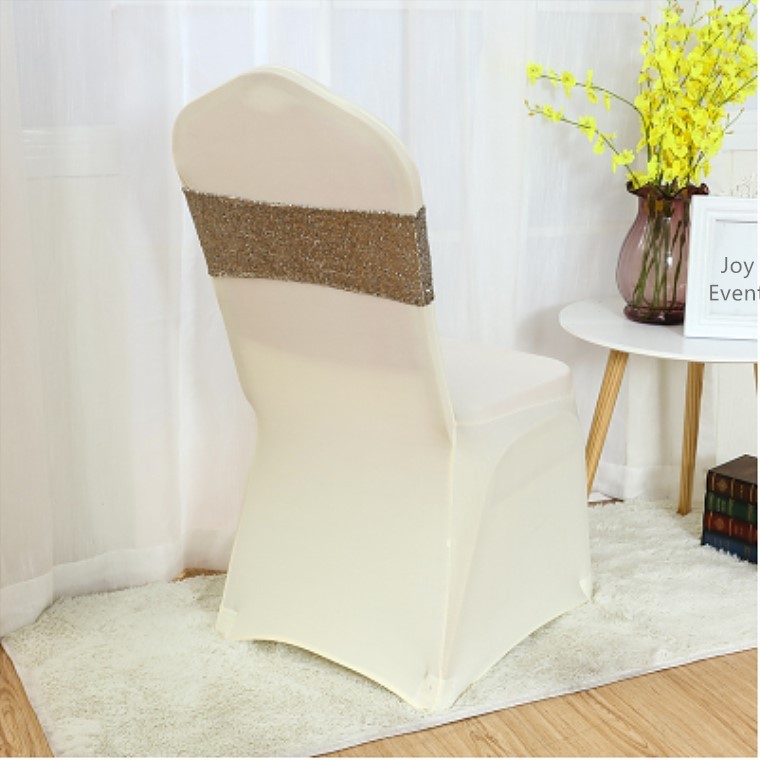 champagne glitter sequin chair bands sashes ties bows ribbon wedding anniversary