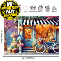 BlissYard Wedding Backdrop Flower Shop 91*71 Inch, Flowers Backdrop#5
