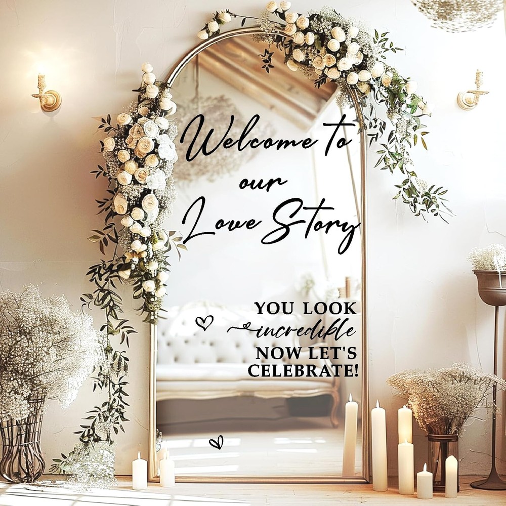 Wedding Welcome Signs Welcome to Our Wedding Sign Decals Selfie Mirror Decals…