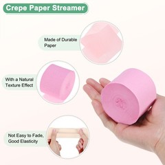 6-Rolls 492ft Crepe Paper Streamer for Art [3 Colors-1.8 Inch x 82 Ft/Roll]