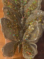 Gold Butterfly Clip Set of 4 Large 6″ Wedding Decorations Sparkly Glitter New