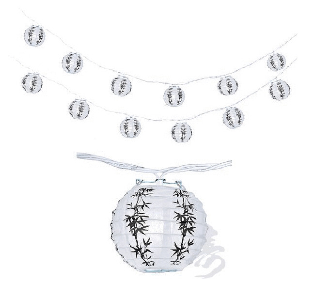 Japanese Chinese Paper Lantern 4″ Party String Lights (SET of 12) Lucky Bamboo