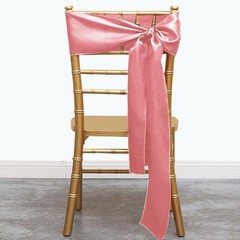 50 Pack Satin Dusty Pink Chair Sashes, 7 X 108 Inches Dusty Pink Chairs Bows