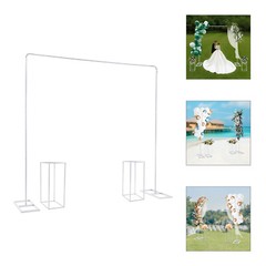 6.56*6.56ft Balloon Stand with 2 Flower Stands Metal Wedding Backdrop Stand