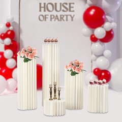 5*Wedding Decoration Flowers Stands Cylinder Cardboard Flower Vase w/ PVC Plates
