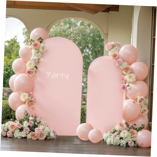 Arch Cover 2 Set – 7.2 and 6ft Arch Backdrop Cover Spandex 7.2FT+6FT Pink