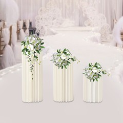3Pcs Wedding Centerpieces Cardboard Vases With PVC Disc Columns Display Vases