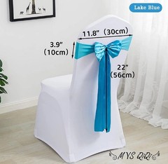 Pack of 100 Spandex Chair Bands Blue Satin Bow Sashes Wedding Event NIB