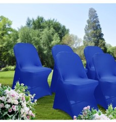10 Royal Blue Stretchable Spandex Chair Covers for Wedding Banquet Decorations