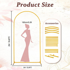 6.6FT Gold Metal Wedding Arch Backdrop Stand Balloon Frame Party Decor 2PC