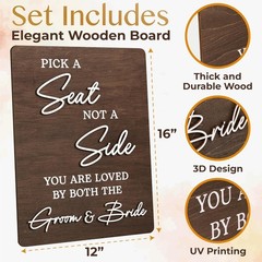 Pick A Seat Not A Side Wedding Sign Rustic Wedding Signs For Ceremony Wedding