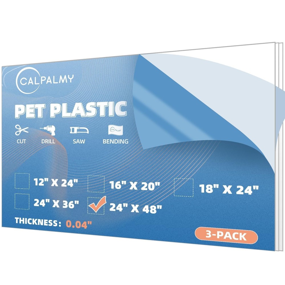 3 Pack PET Sheet Panels – 24″ x 48″ x 0.04″ Plexiglass – Quality Lightweight …