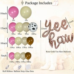 Cowgirl Balloon Arch Kit, Brown Pink Ivory White Cow Print Balloons with “Yee…