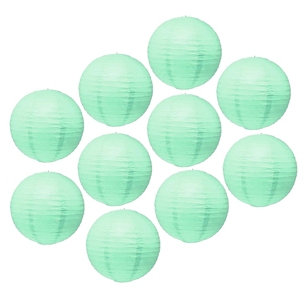 Mudra Crafts 12 Inch Round Chinese Mint Paper Lanterns Hanging Decor | 10 PCs…