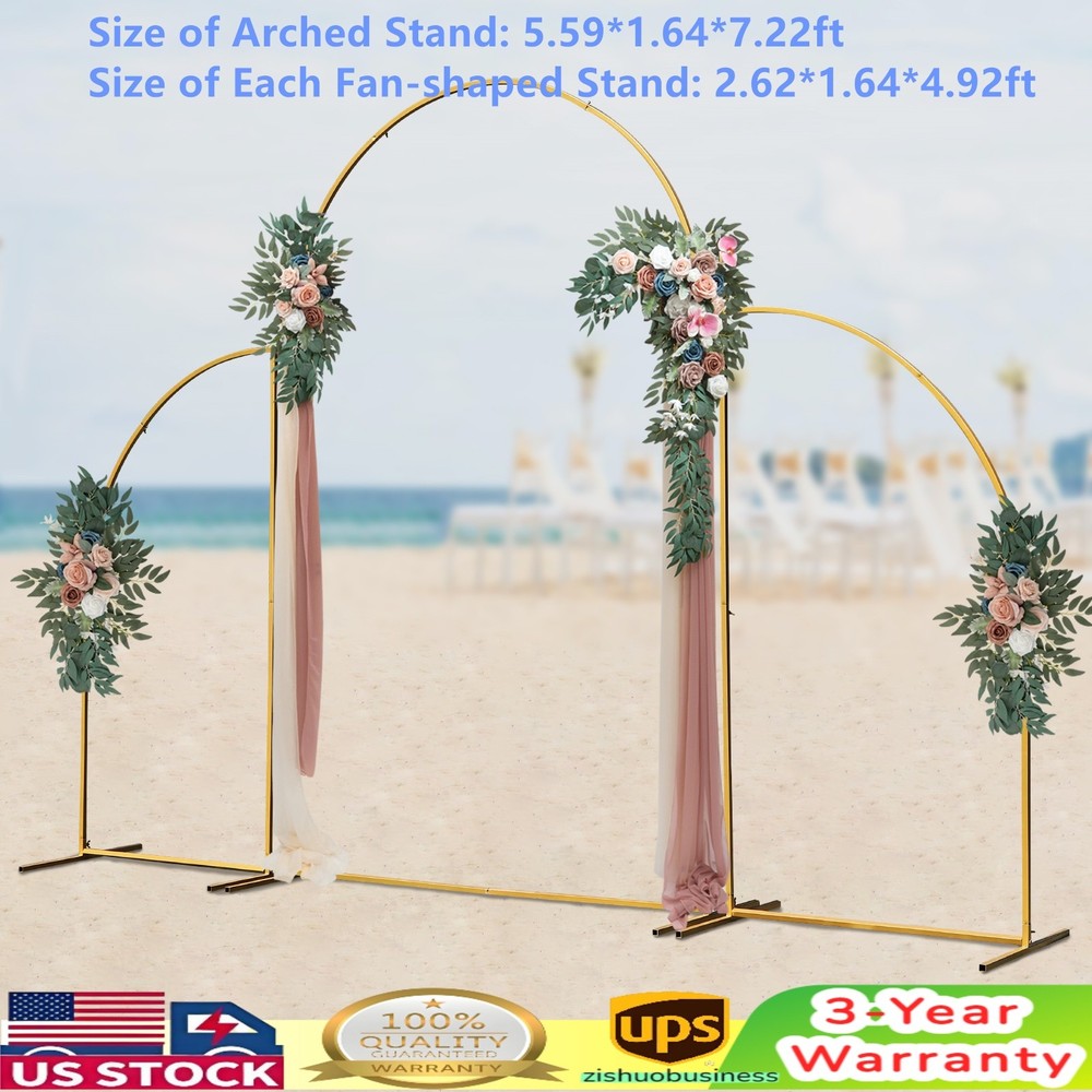 Metal Arch Backdrop Stand Gold Wedding Arch Stand Set of 3 for Party Decor