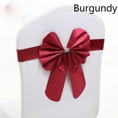 10X Chair Sash Bow Satin Bowknot Solid Slider Seat Band Wedding Party Decor Kits