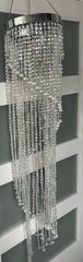 SPIRAL ACRYLIC CRYSTAL CHANDELIER 46” Beaded Preowned Wedding Decor Girl Room