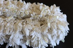 Bridal Fringed Lace Trim Off White + Iridescent Sequins & Pearls [12 Yard Roll]