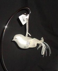 Silvestri Satin White Glass Bird Ornament Winter Wedding Decor Holiday Elegance