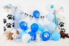Dog Paw Balloons,25Pcs 12inch Blue and White Confetti Balloons with Paw Print…