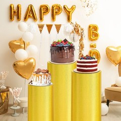 Set of 3 Cylinder Stand Covers, Bright Yellow, Laser Reflective Fabric-Small