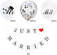 Just Married Car Decorations, JUST MARRIED Banner Wedding Bunting, Mr and Mrs B