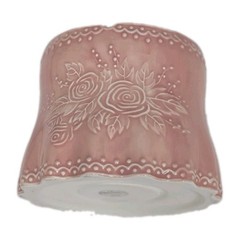 Vintage Ceramic Candle Shade Tealight Luminary Pink Roses Shabby Chic Cottage