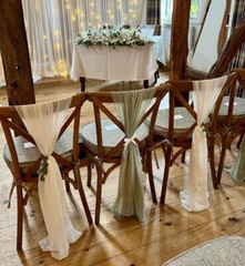 CHAIR COVER WEDDING DÉCOR DRAPING CHIFFON VERTICAL DRAPES VARIOUS COLOURS