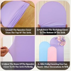 Set of 3 Arch Backdrop Covers(6ft, 5ft, 6FT,5FT,4FT Pink+Light Blue+Lavender