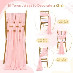 PakiInno Blush Chair Sashes Tulle Fabric: 50 Pcs Wedding Sheer Chair Bows Tie…