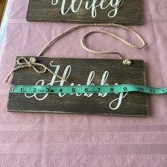 Set of 2 Wedding Chair Signs Wall Decor Hubby Wifey Bride Groom